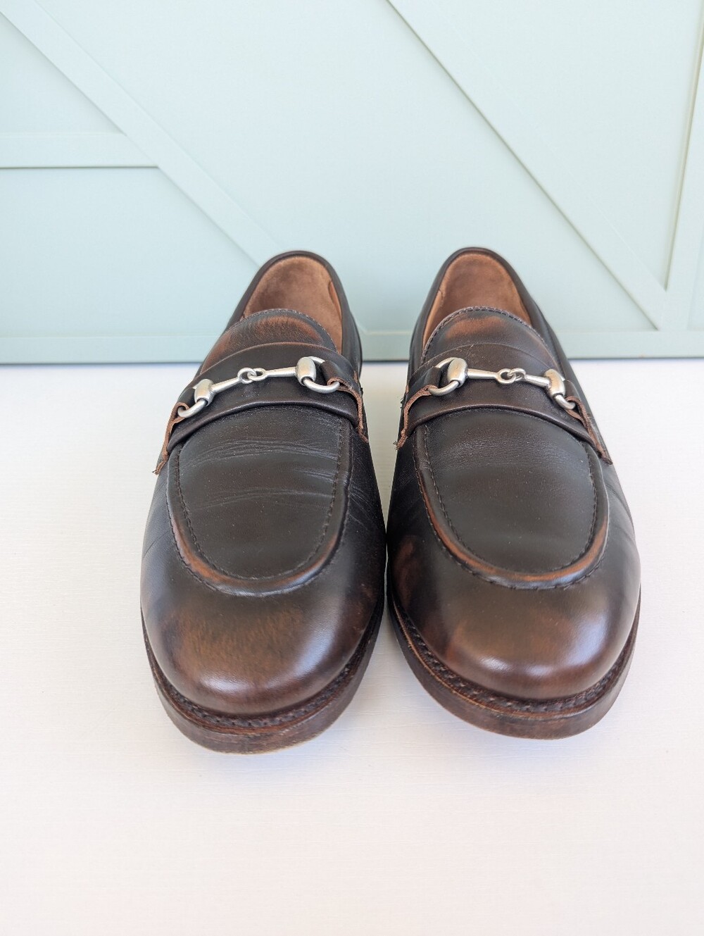 Allen Edmonds Brown Leather Bit Loafers with Silver Hardware - Picture 2 of 13